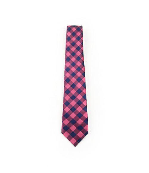 Pink & Blue Checks Neck Tie