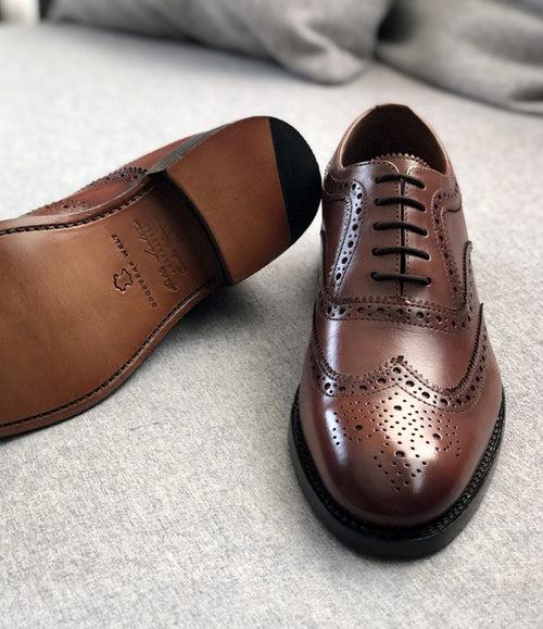 Goodyear Welted - Full Brogue Oxfords - Cognac