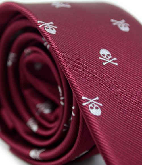 Maroon Skull Textured Neck Tie