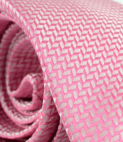 Pink Herringbone Neck Tie