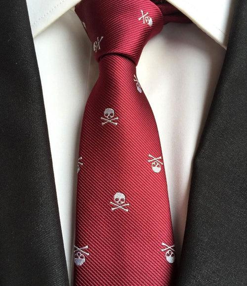 Maroon Skull Textured Neck Tie