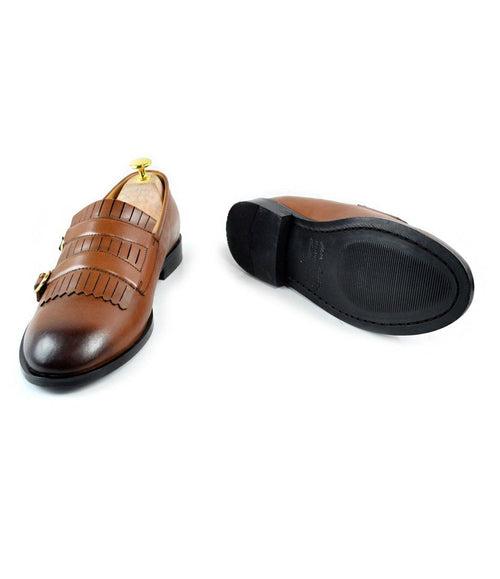 Tan Double Buckle Loafers