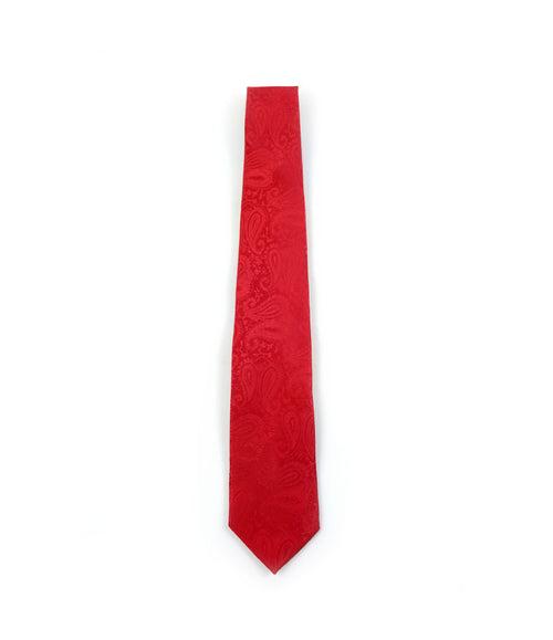 Scarlet Red Paisley Neck Tie