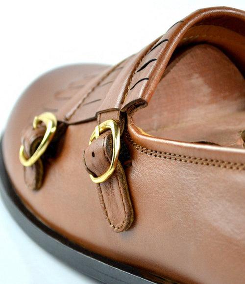 Tan Double Buckle Loafers