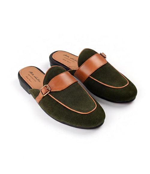 Olive & Tan Single Monk Mule