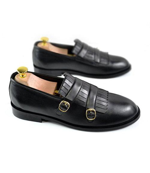 Black Double Buckle Loafers