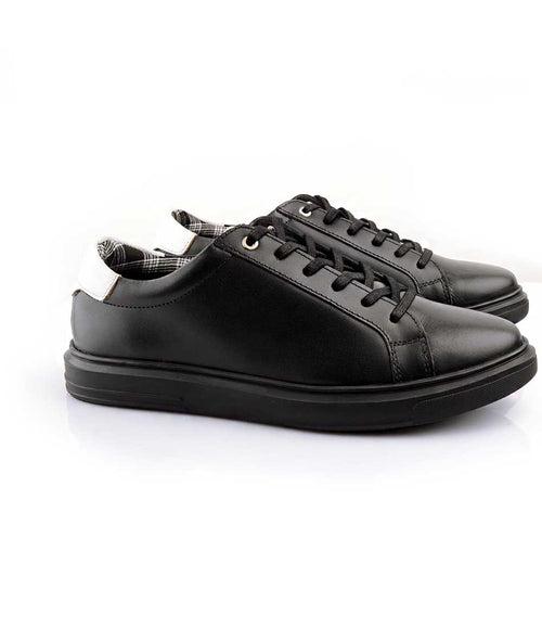 Black Leather Low-top Sneakers