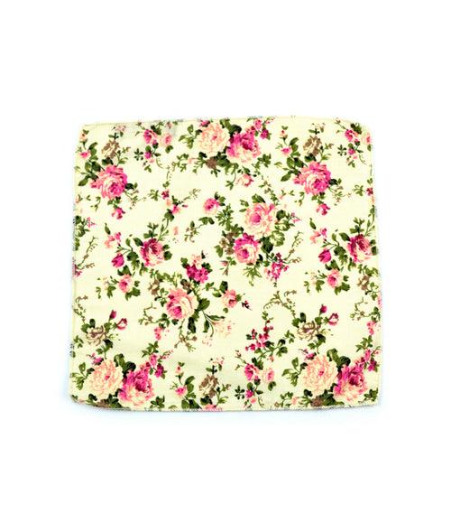 French Creme Floral Pocket Square