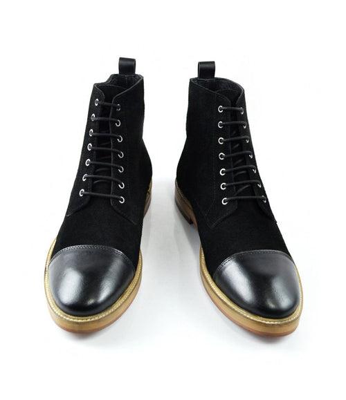 Black Suede Lace-up Boot