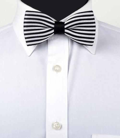 Black & White Stripes Knitted Bow Tie