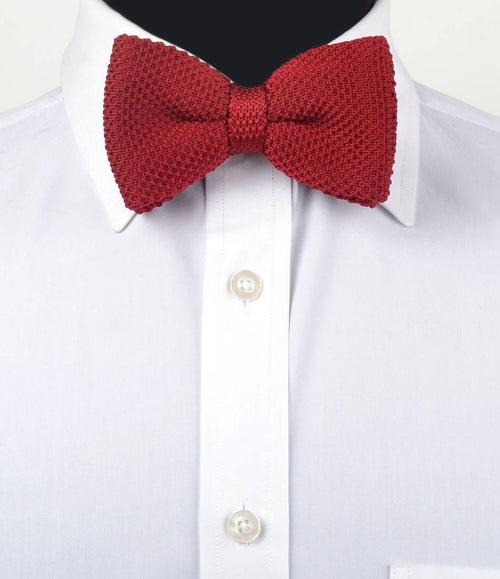 Solid Red Knitted Bow Tie