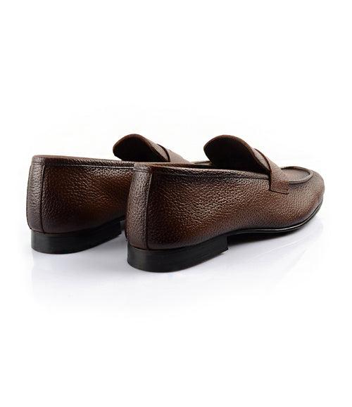 Brown Milled Penny Loafers - Ultra-Flex