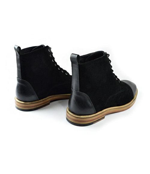 Black Suede Lace-up Boot