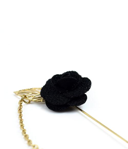 Black Rose Gold Leaf Lapel Pin