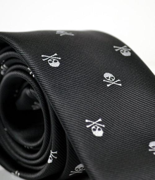 Black Skull Textured Neck Tie