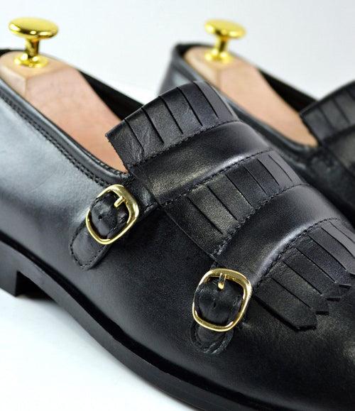 Black Double Buckle Loafers