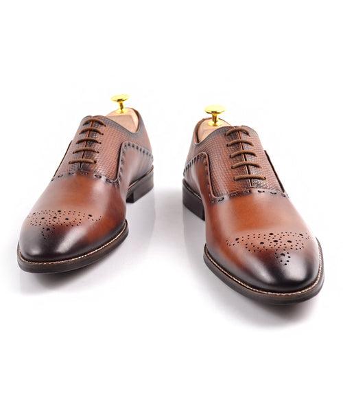 Medallion Toe Oxfords - Cognac