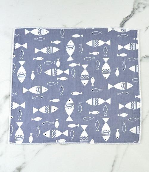 Grey Fishy Pocket Square