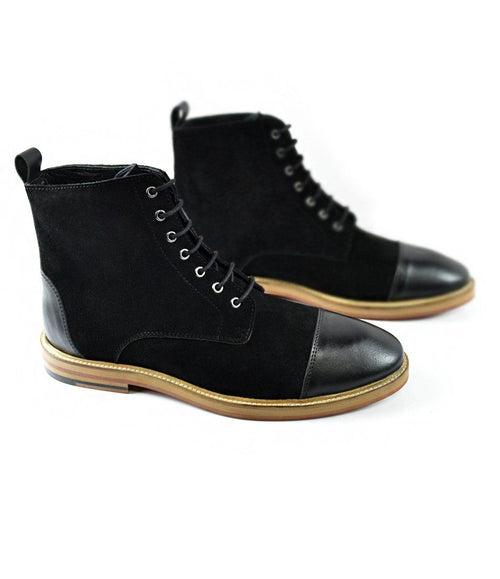 Black Suede Lace-up Boot