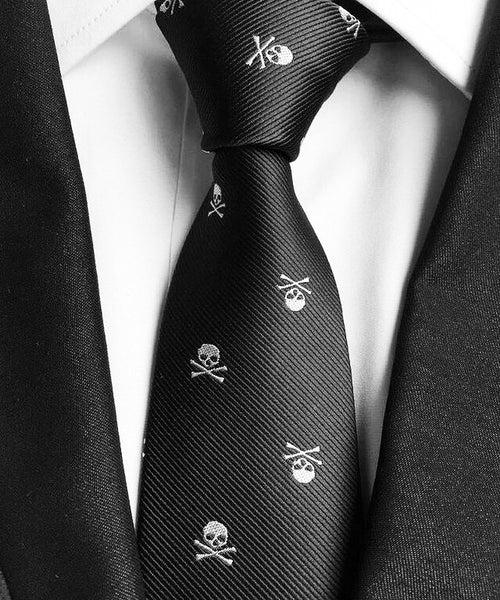 Black Skull Textured Neck Tie