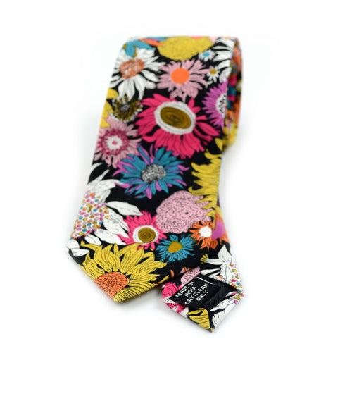 Multi Color Black Flora Neck Tie