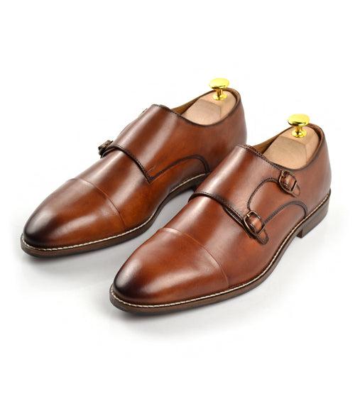 Double Monk Straps Cap toe - Brown