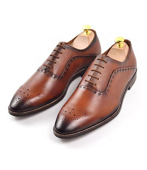 Medallion Toe Oxfords - Cognac