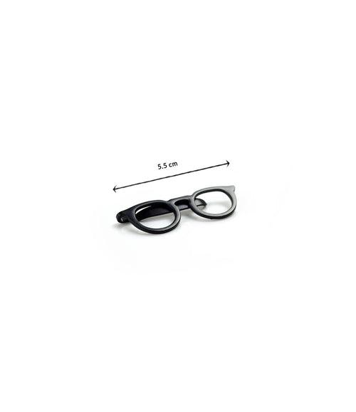 Black Retro Round Glasses Tie Bar