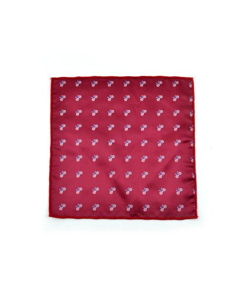 Rich Maroon Blue Bicycle Pocket Square