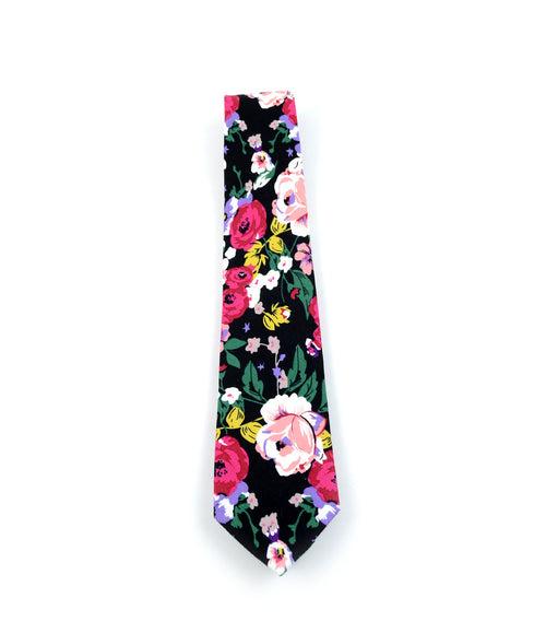 Onyx Black Floral Neck Tie