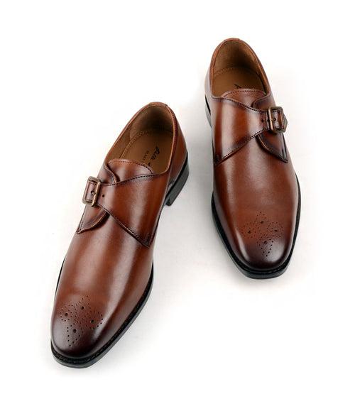 Medallion Toe Single Monk - Cognac