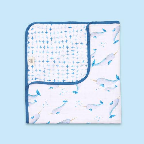 Bamboo Muslin Blanket - Believe In Narwhals