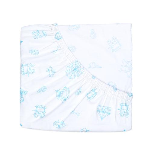Organic Cotton Fitted Cot Sheet – Carnival Blue
