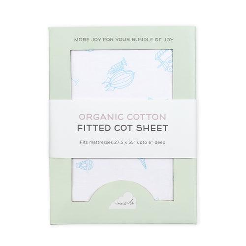 Organic Cotton Fitted Cot Sheet – Carnival Blue