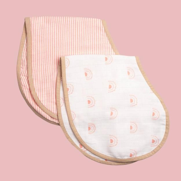 Organic Muslin Burp Cloth & Bib (Pack of 2) – Over the Rainbow