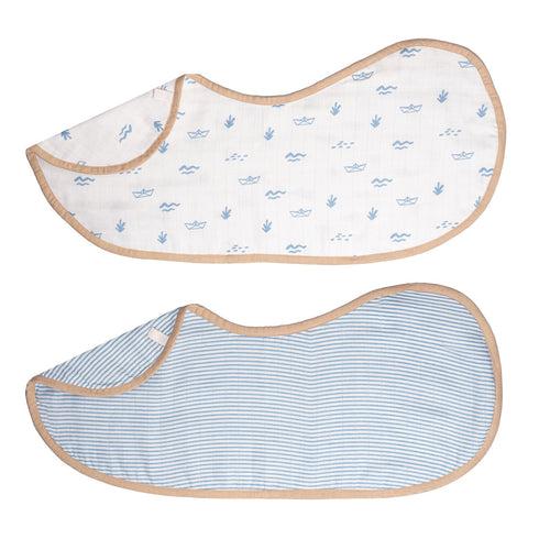 Organic Muslin Burp Cloth & Bib (Pack of 2) – Sea Breeze