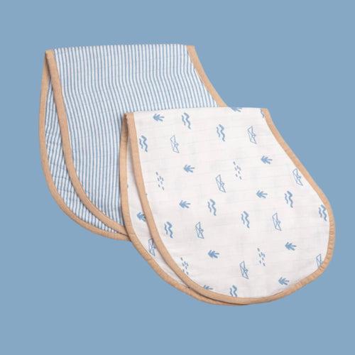 Organic Muslin Burp Cloth & Bib (Pack of 2) – Sea Breeze