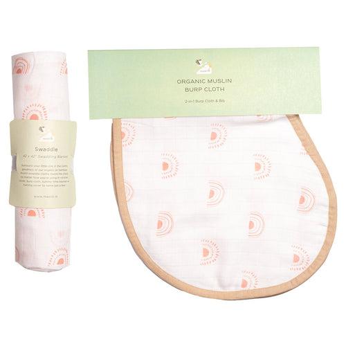 Swaddle & Burp Cloth Bib - Over the Rainbow