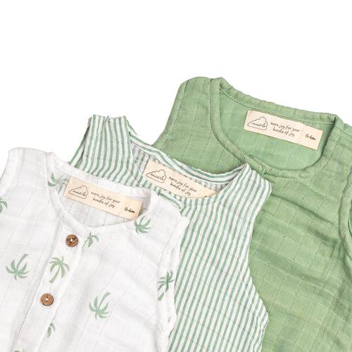 Organic Muslin Baby Romper (Pack of 3) – Palm Paradise