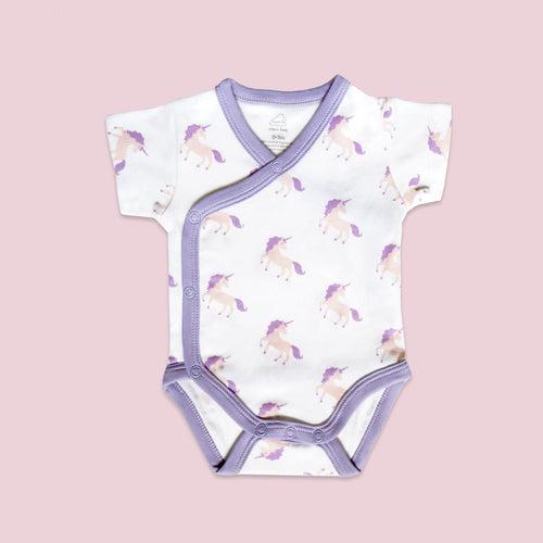 Short Sleeve Kimono Bodysuit - Unicorn Magic