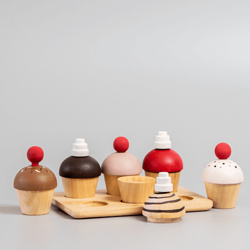 Wooden Cupcake Play Set