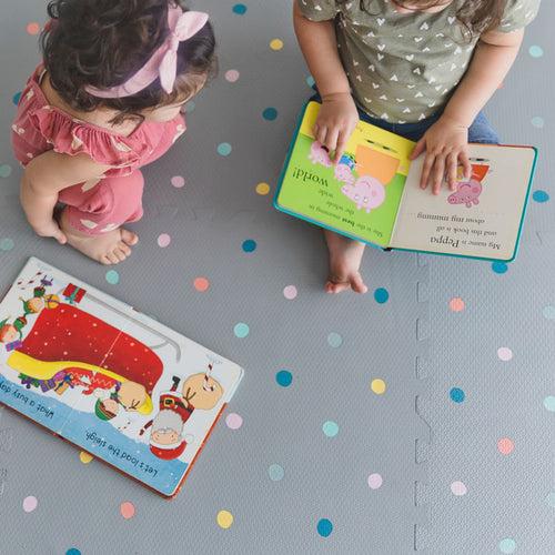 Foam Tiles Playmat - Grey/Polka dot