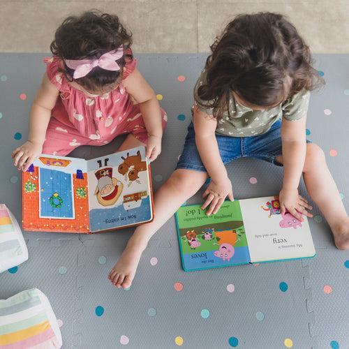 Foam Tiles Playmat - Grey/Polka dot