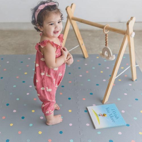 Foam Tiles Playmat - Grey/Polka dot