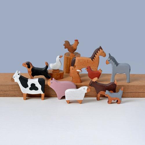 Wooden Farm Animals (Set of 12)