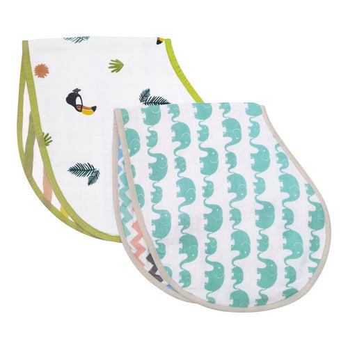 Organic Muslin Burp Cloth & Bib (Pack of 2) – Toucan & Elephant