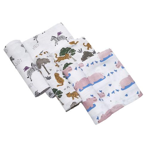 Organic Muslin Swaddles (Set of 3) – Safari