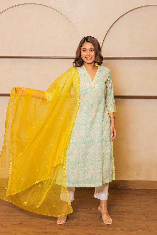 Green & Yellow Kurta