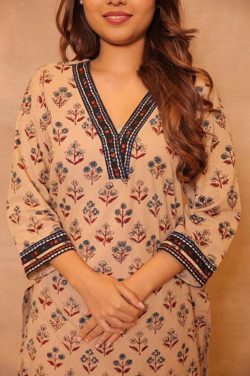 Beige Embroidary Kurta