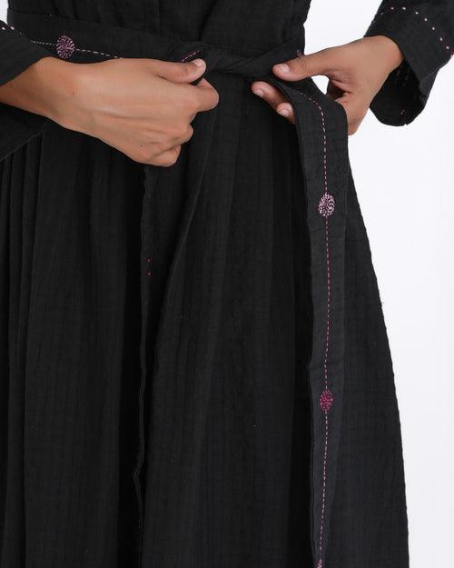 Sarah black pleat dress